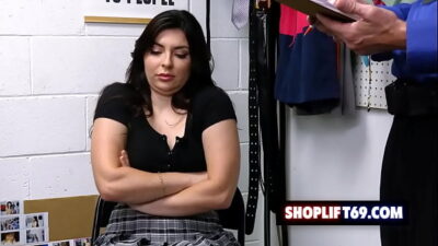 Bratty brunette teen Keira Croft gets her pussy pounded for stealing a thong