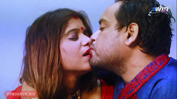 beautiful indian couple having romantic first night