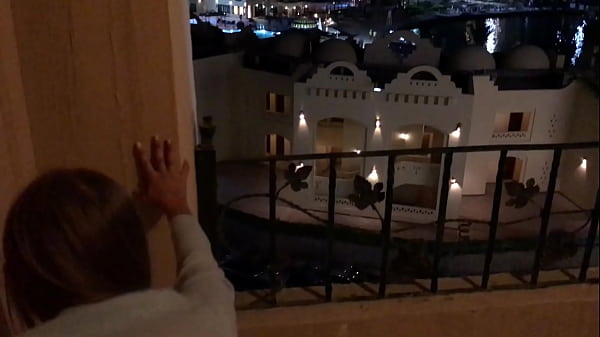 outdoor fucking on the balcony of a skinny slut