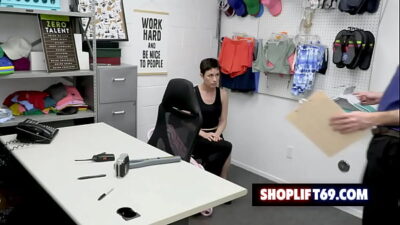 Hot short haired milf Olive Glass tries to steal money from the safe and gets her pussy destroyed