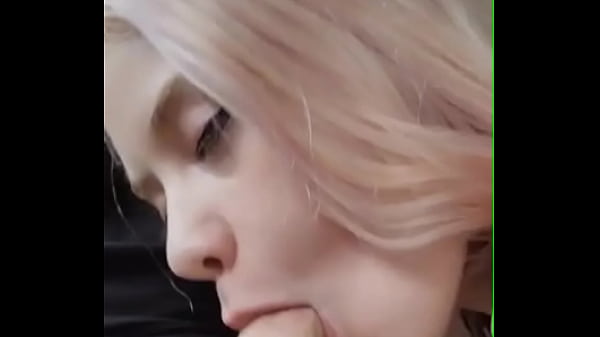 blonde teen practices her deep throat skills on a big white cock