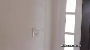 Asian milf tutor gags on two studs at home