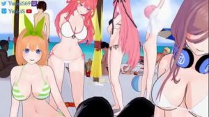 Gotoubun no hanayome – Five Nakano Sisters Have A Sex Party On The Beach (NTR)