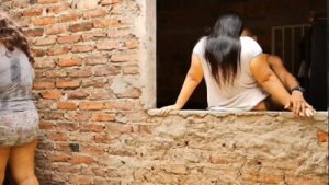 Perverted stepfather fucks his stepdaughter’s ass while his wife does the laundry