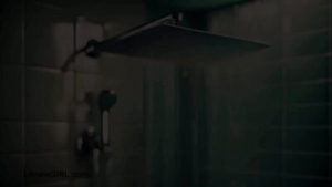 Shy teen brunette took a bath