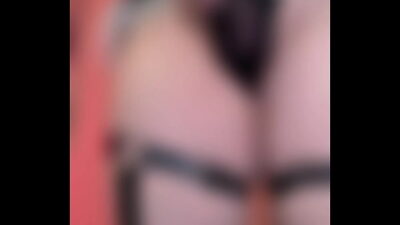 Trans girl train her ass with anal chain