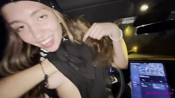 fucking hot date while tesla car self drives streets at night