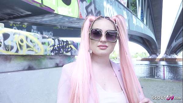 german scout pink hair teen maria gail with saggy tits at rough anal sex casting