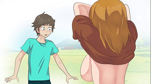 minecraft peasant shows boobs to steve hentai cartoon parody