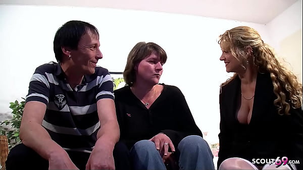 real german mature wife with big natural tits suprised to ffm threesome casting