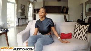 Big ass ebony girl hardcore fucking after casting and giving a blowjob