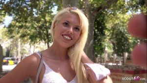 GERMAN SCOUT – SKINNY BLONDE LATINA GIRL IN JEANS HOTPANTS LOCKDOWN PICKUP SEX