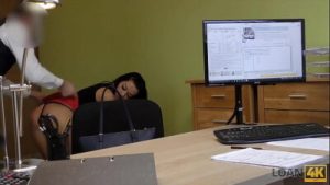 LOAN4K. Adventurous clerk lures a hottie into riding him on the table