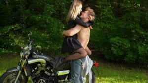 Risky Sex on a Motorcycle in the Park