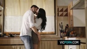 Horny couple have rough sex in the kitchen