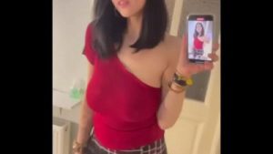 Selfie Video Masturbates in Miniskirt and Stockings