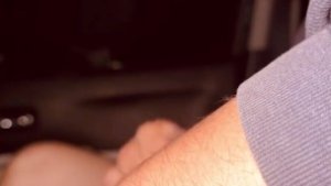 In the car at the night, very quick cum