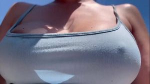 Artemisia Love Walking outdoor without a bra horny AF