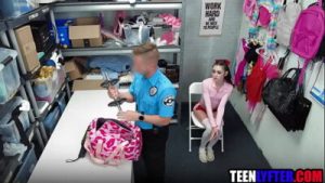 Skinny shoplifter fucked hard by mall cop
