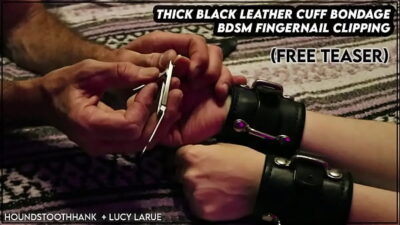 Thick Black Leather Cuff Bondage BDSM Fingernail Clipping