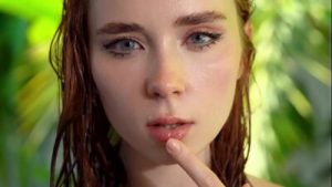 Redhead Nude Beauty Deepthroats, Hard Fucks and Swallows Cum by the Pool POV