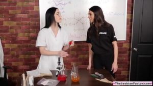 Brunette doctor pussy licking lesbian milf officer