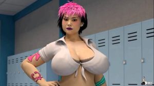 Big tit Emo girl plays with a fat cock after class