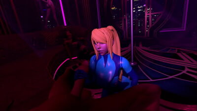 Samus Aran in the Purple Dream VR club