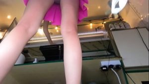 18 yo hot bitch working with no bra and panties during summer festival