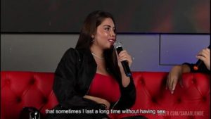 I fuck a fan during a TV interview with my husband and the audience in front of me – Sara Blonde