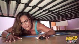 Fake Hostel – Big Ass Latina MILF CUMS while Stuck under a bed