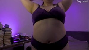 Masturbation and gentle moans of a mistress with a strap-on