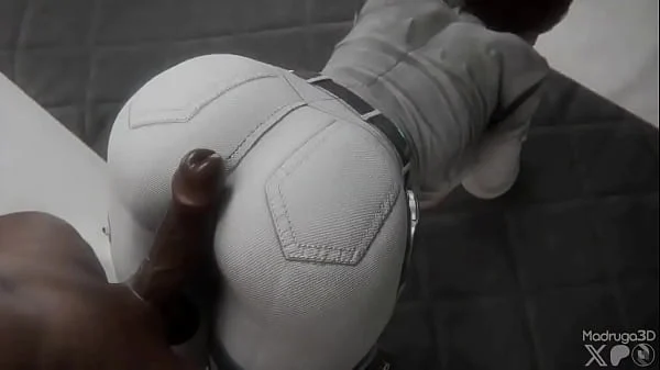 Big ass in Jeans Grind on Big Black Cock