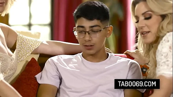 Busty stepmom Kit Mercer don’t mind sharing her stepson’s dick with her bestie Kayla Paige