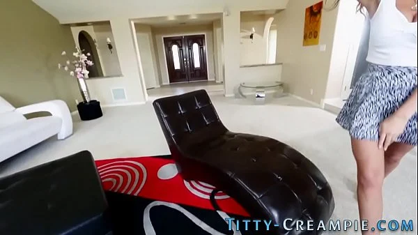 Busty babe sucking dick