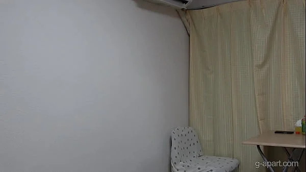 Cute boobs serious Japanese girl stretches in student uniform and then gets naked