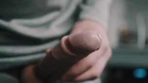 White uncut dick pulsating cum in 4K