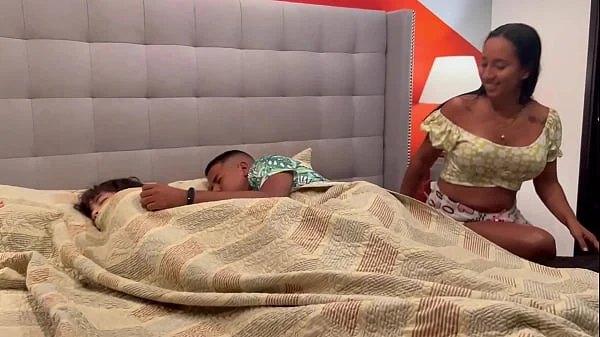 Fucking a college girl next to my wife, English captions