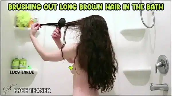 Brushing Out Long Brown Hair in the Bath