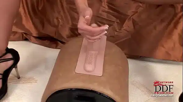 Bushy beauty rides the Sybian!