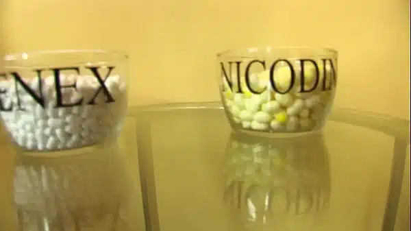 Eventually he’s ready to cum, but he has a foot fetish, so he unloads all over her nylon clad feet