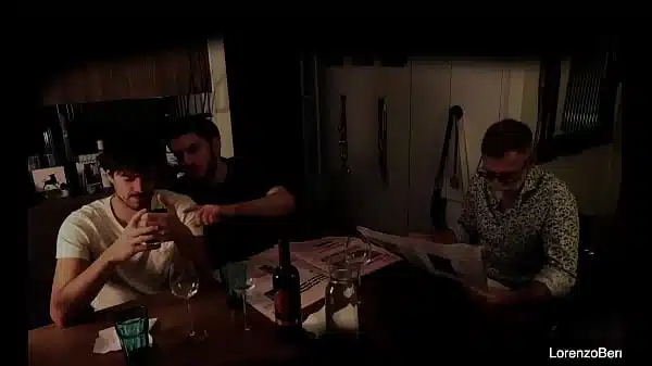 Exhibitionist gay couple in front of real grandpa (old young)