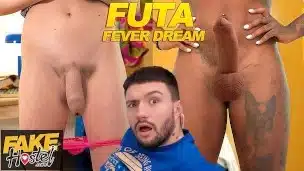 Fake Hostel – weird sweets cause Futanari hallucination ending in horny threesome with ebony MILF and hot college babe