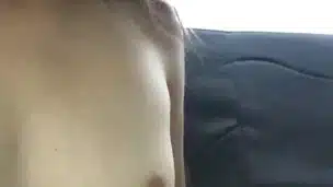 Hot and horny girl records herself in the back of the car masturbating and touching herself