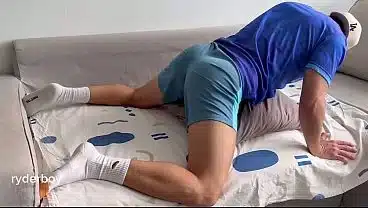 HOTTEST TWINK JERKS OFF HIS BIG COCK AND FUCKS HIS PILLOW AFTER SOCCER HOT MOANING