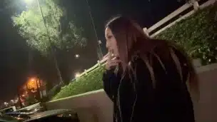 Italian Sexy Milf Artemisia Love Hot Solo Outdoor Smoking Session @ night Long hair Fetish