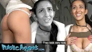 PublicAgent 18yrs European teen has fun outside with big cock flashing her big natural boobs and petite ass in public