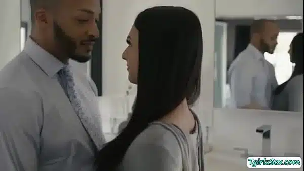 Sexy shemale Khloe Kay blowjobs guys cock and gets analed