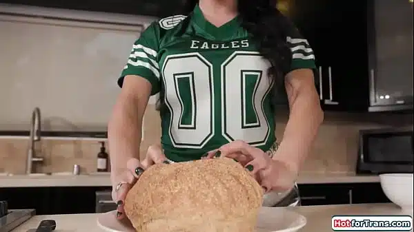 Why is your tgirl cock poking through the hole of the bread?