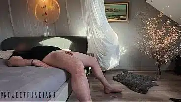 wild cowgirl in sweater, garterbelt, stockings and high heels riding for creampie – projectfundiary